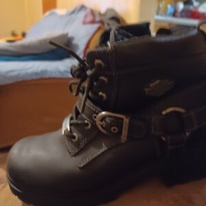 Harley-Davidson Black Leather Boots with Buckle Details